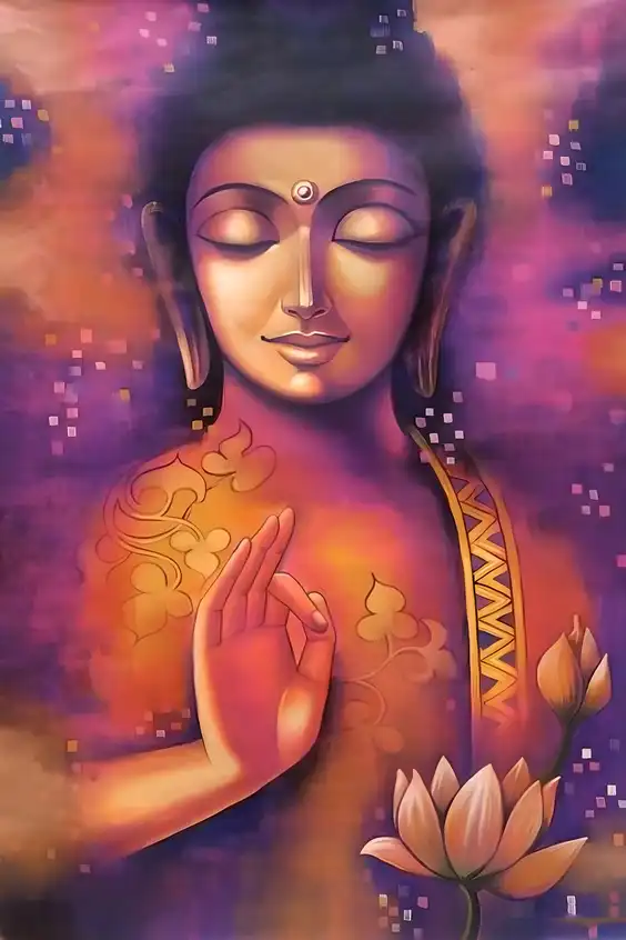 BD106 Bhagwan Budh Plain, Glitter, Stone, Crystal High Gloss Decorative Tile by Global Art