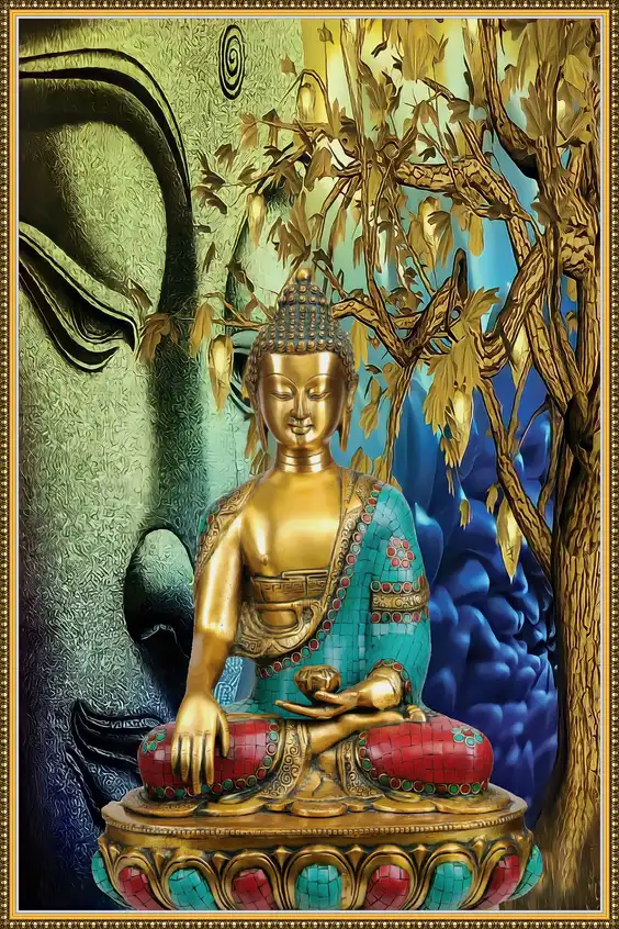 BD107 Bhagwan Budh Plain, Glitter, Stone, Crystal High Gloss Decorative Tile by Global Art