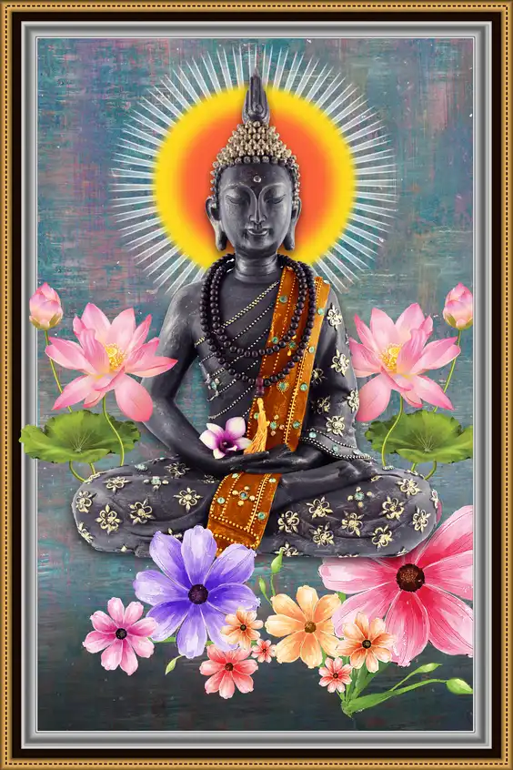 BD108 Bhagwan Budh Plain, Glitter, Stone, Crystal High Gloss Decorative Tile by Global Art