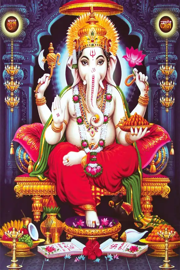 GN101 Ganesh Ji Plain, Glitter, Stone, Crystal High Gloss Decorative Tile by Global Art