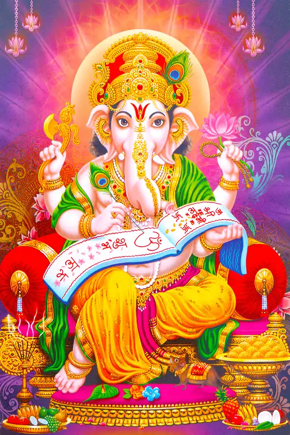 GN104 Ganesh Ji Plain, Glitter, Stone, Crystal High Gloss Decorative Tile by Global Art