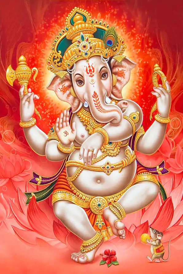 GN110 Ganesh Ji Plain, Glitter, Stone, Crystal High Gloss Decorative Tile by Global Art