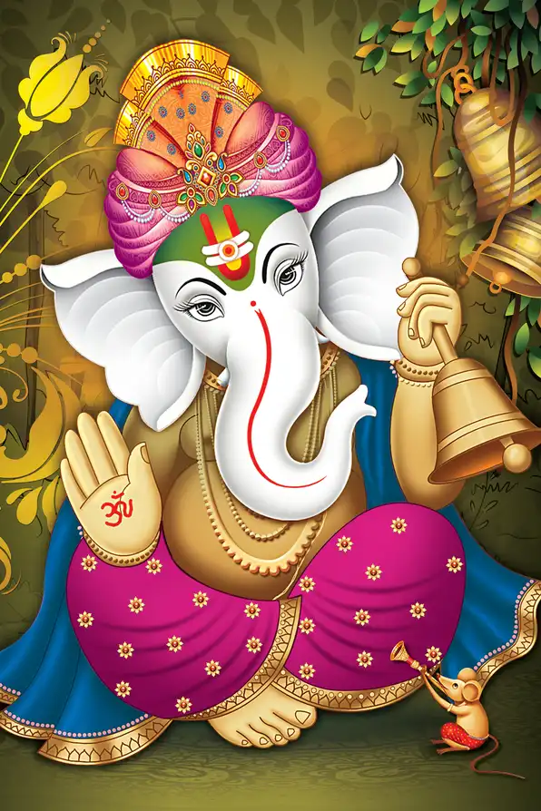 GN111 Ganesh Ji Plain, Glitter, Stone, Crystal High Gloss Decorative Tile by Global Art