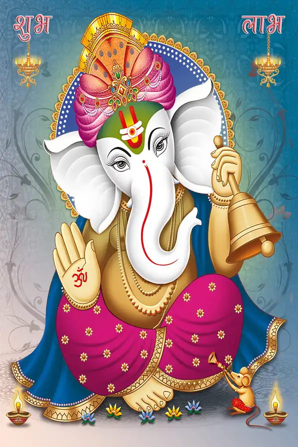 GN113 Ganesh Ji Plain, Glitter, Stone, Crystal High Gloss Decorative Tile by Global Art