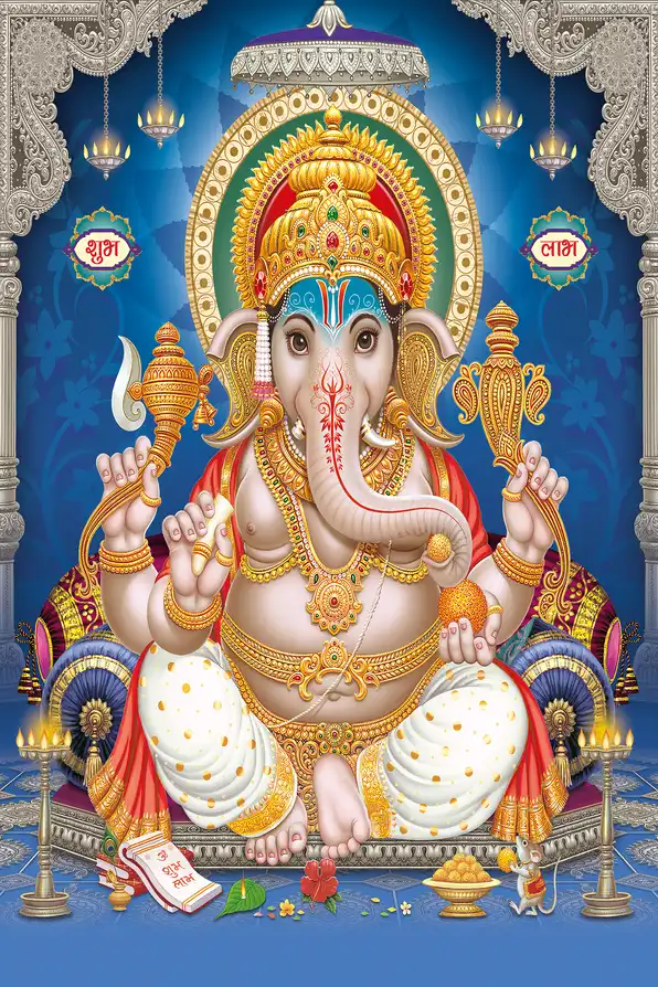 GN117 Ganesh Ji Plain, Glitter, Stone, Crystal High Gloss Decorative Tile by Global Art