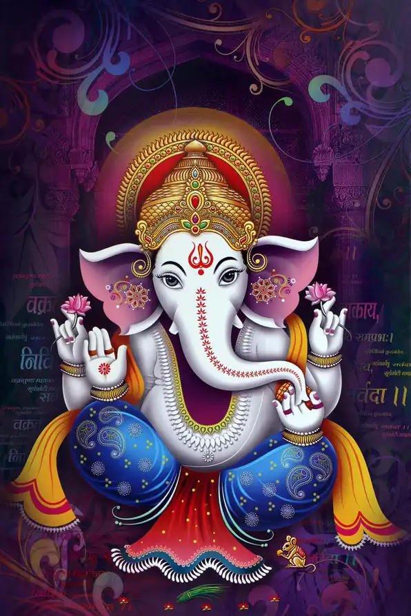 GN159 Ganesh Ji Plain, Glitter, Stone, Crystal High Gloss Decorative Tile by Global Art