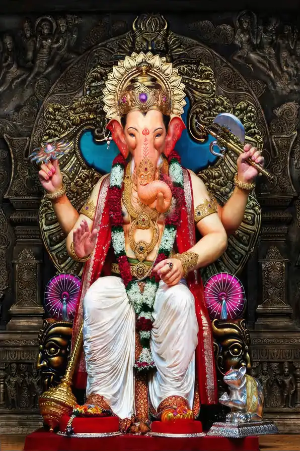GN1137 Ganesh Ji Plain, Glitter, Stone, Crystal High Gloss Decorative Tile by Global Art