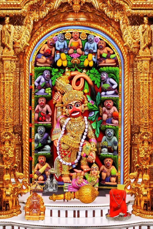 HN101 Hanuman Ji Plain, Glitter, Stone, Crystal High Gloss Decorative Tile by Global Art
