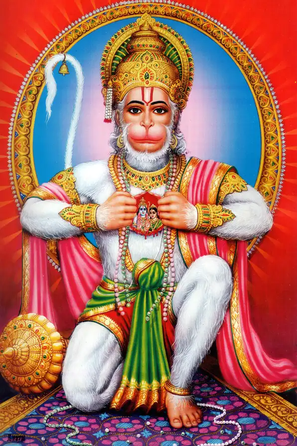 HN102 Hanuman Ji Plain, Glitter, Stone, Crystal High Gloss Decorative Tile by Global Art