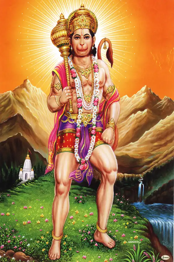HN106 Hanuman Ji Plain, Glitter, Stone, Crystal High Gloss Decorative Tile by Global Art