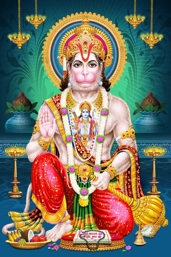 HN108 Hanuman Ji Plain, Glitter, Stone, Crystal High Gloss Decorative Tile by Global Art