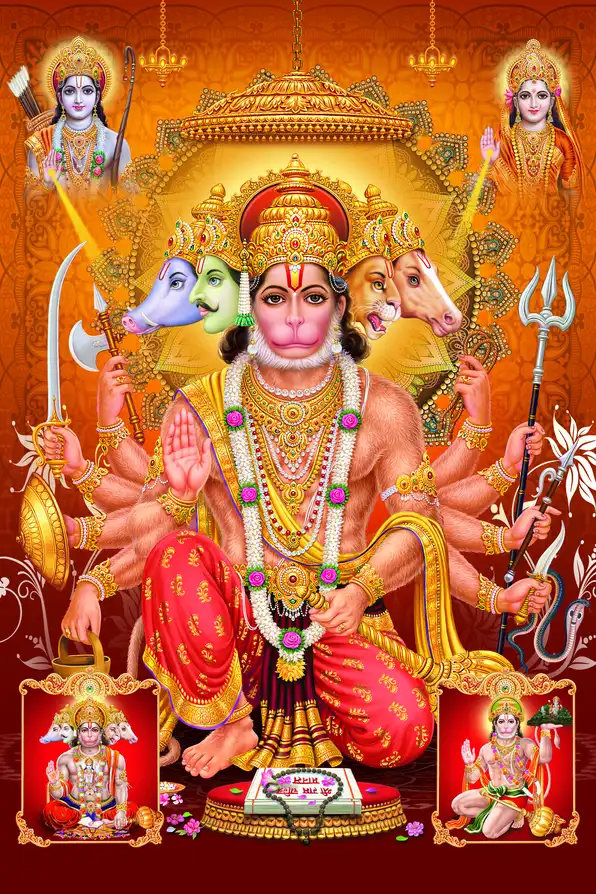 HN110 Hanuman Ji Plain, Glitter, Stone, Crystal High Gloss Decorative Tile by Global Art
