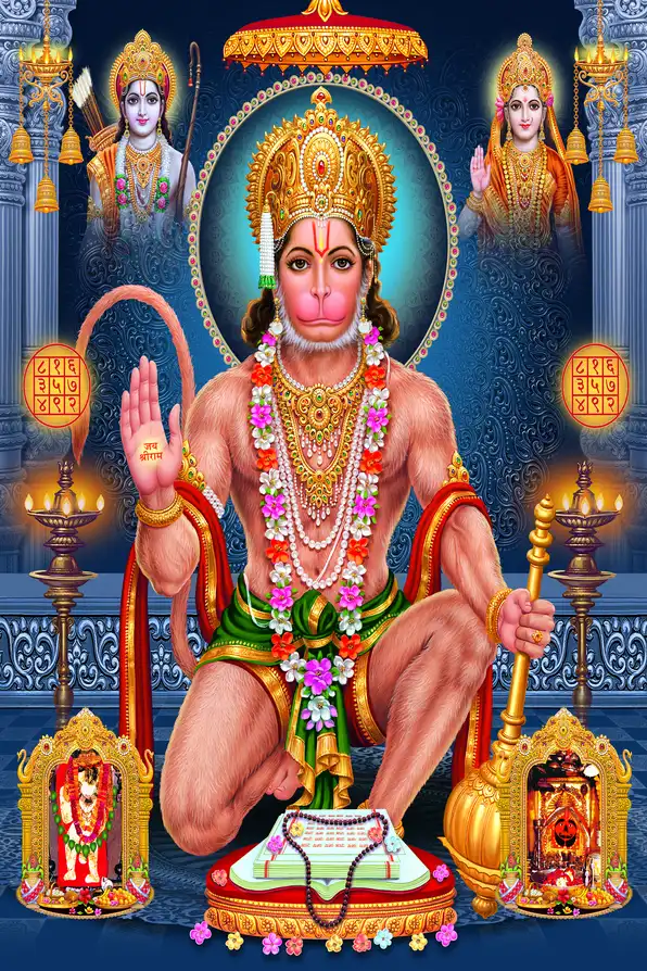 HN111 Hanuman Ji Plain, Glitter, Stone, Crystal High Gloss Decorative Tile by Global Art