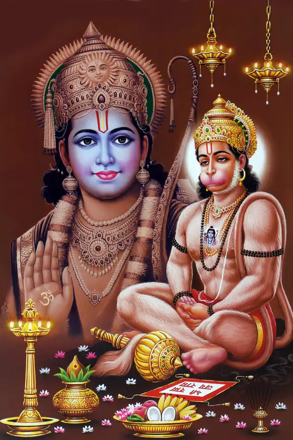 HN117 Hanuman Ji Plain, Glitter, Stone, Crystal High Gloss Decorative Tile by Global Art