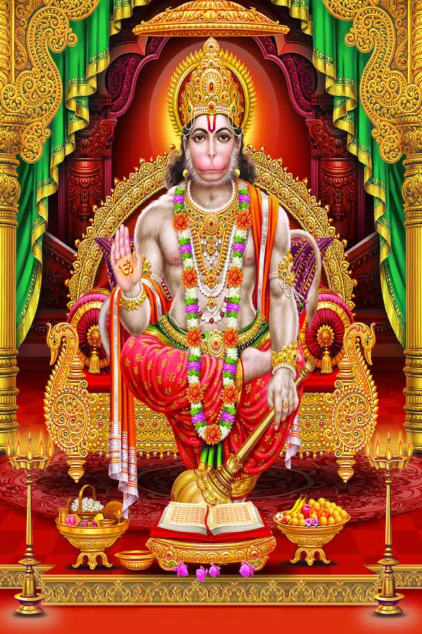 HN116 Hanuman Ji Plain, Glitter, Stone, Crystal High Gloss Decorative Tile by Global Art