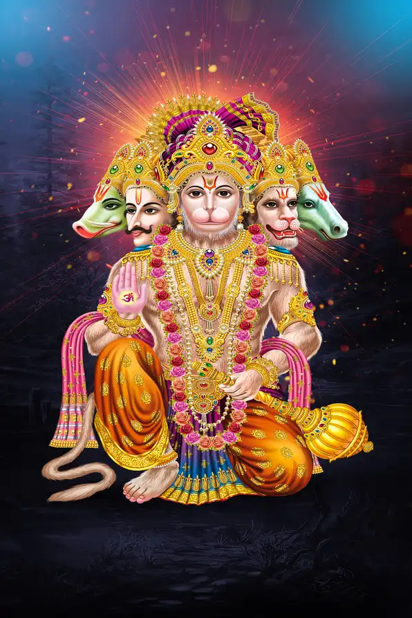 HN126 Hanuman Ji Plain, Glitter, Stone, Crystal High Gloss Decorative Tile by Global Art