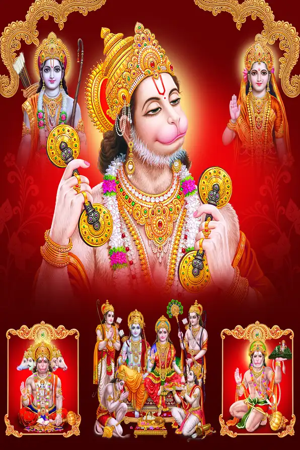 HN130 Hanuman Ji Plain, Glitter, Stone, Crystal High Gloss Decorative Tile by Global Art