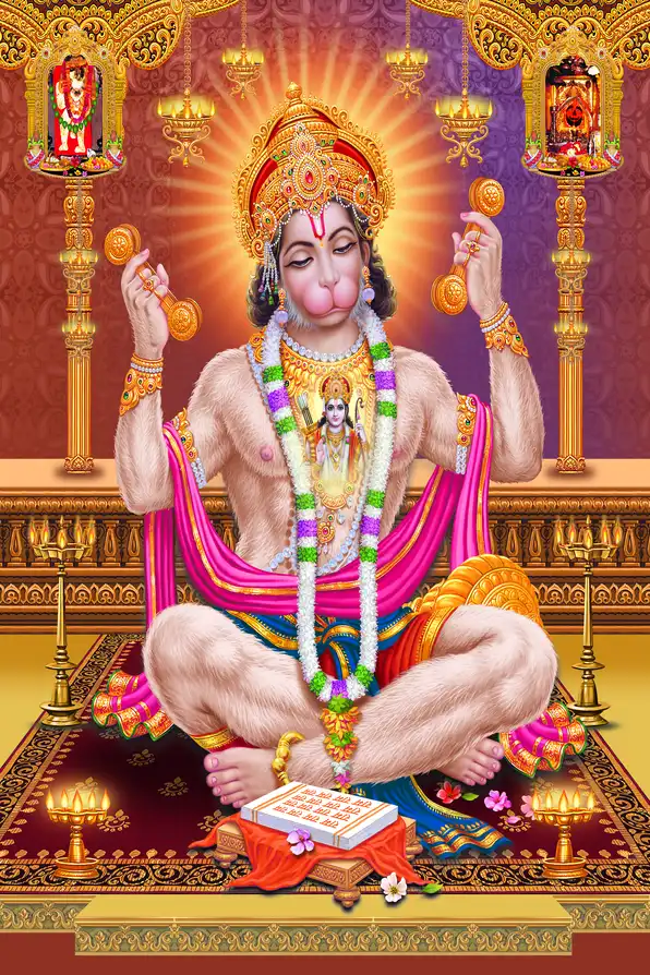HN131 Hanuman Ji Plain, Glitter, Stone, Crystal High Gloss Decorative Tile by Global Art
