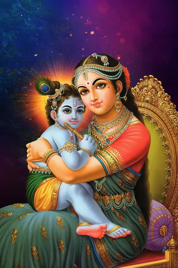 KS112 Lord Krishna Plain, Glitter, Stone, Crystal High Gloss Decorative Tile by Global Art
