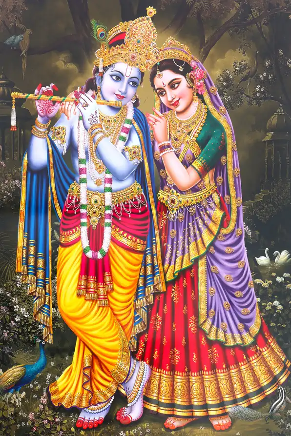 RK107 Radha Krishna Plain, Glitter, Stone, Crystal High Gloss Decorative Tile by Global Art