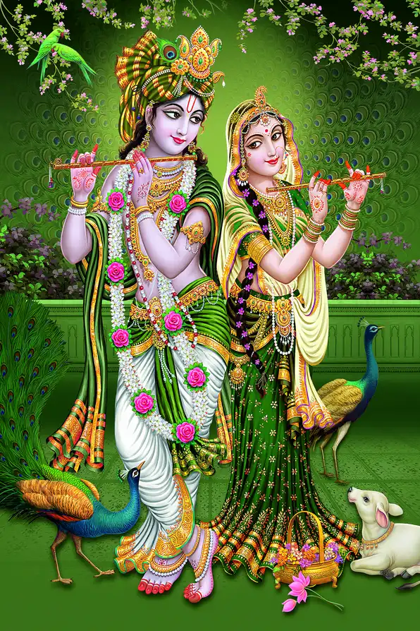 RK117 Radha Krishna Plain, Glitter, Stone, Crystal High Gloss Decorative Tile by Global Art