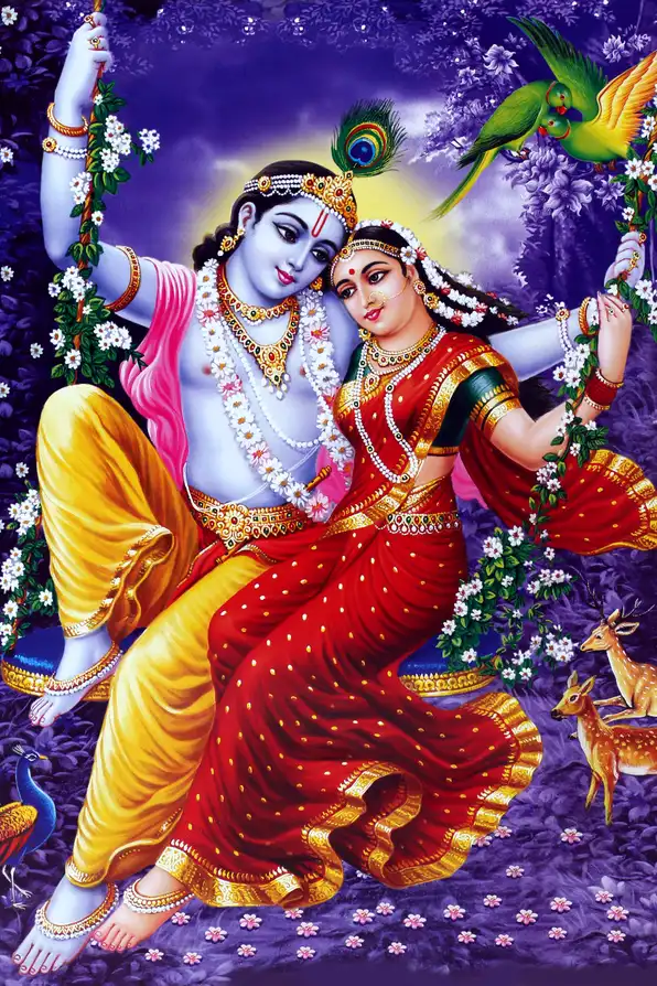 RK135 Radha Krishna Plain, Glitter, Stone, Crystal High Gloss Decorative Tile by Global Art