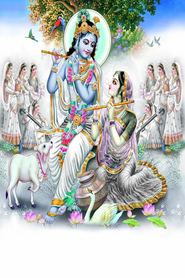 RK140 Radha Krishna Plain, Glitter, Stone, Crystal High Gloss Decorative Tile by Global Art
