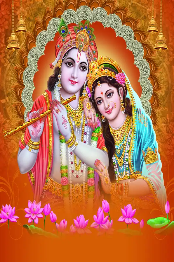 RK145 Radha Krishna Plain, Glitter, Stone, Crystal High Gloss Decorative Tile by Global Art