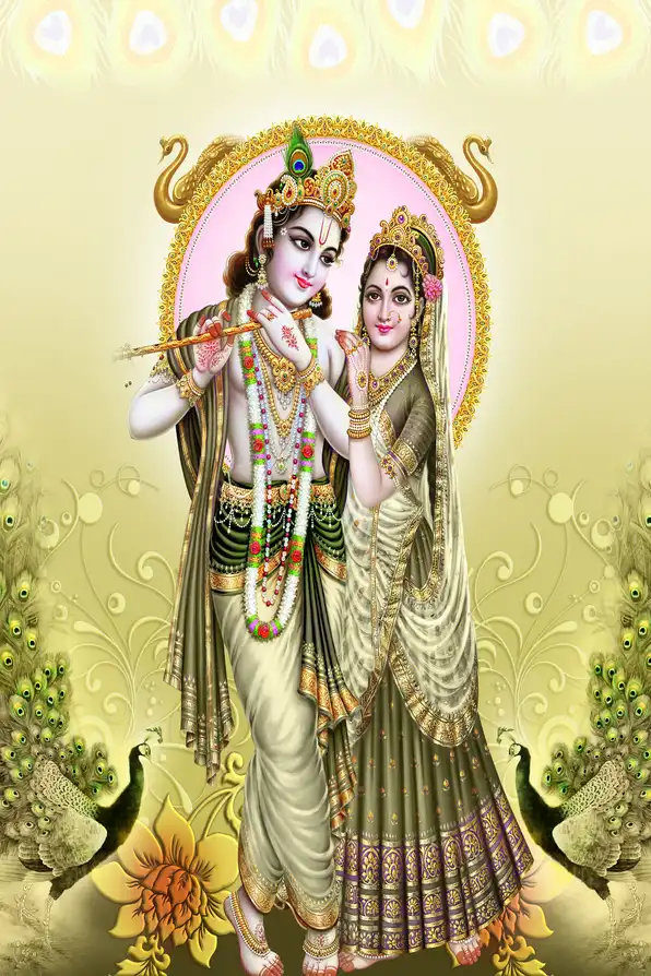 RK148 Radha Krishna Plain, Glitter, Stone, Crystal High Gloss Decorative Tile by Global Art