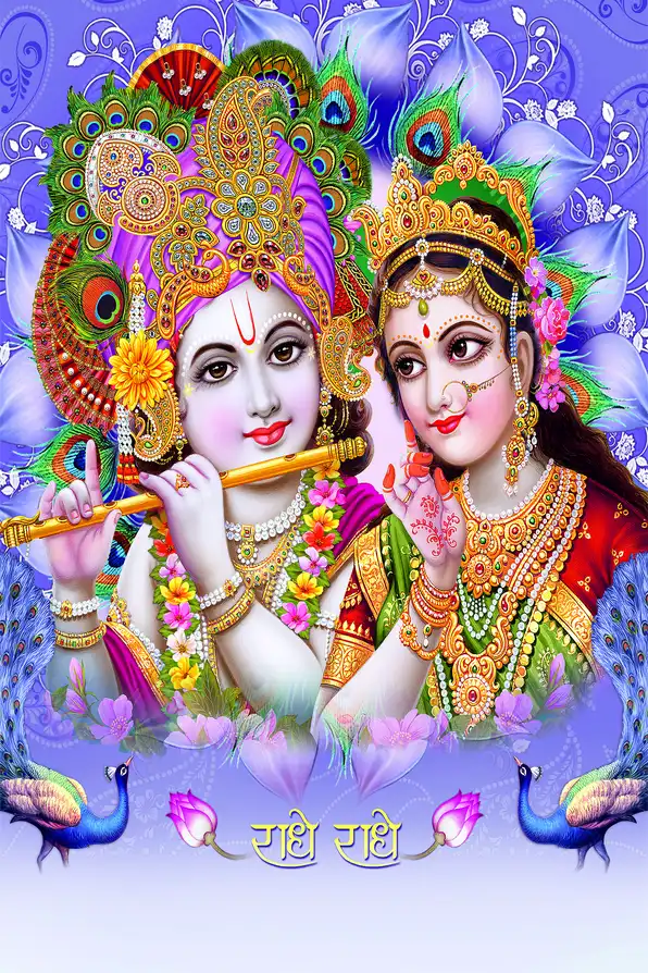 RK149 Radha Krishna Plain, Glitter, Stone, Crystal High Gloss Decorative Tile by Global Art