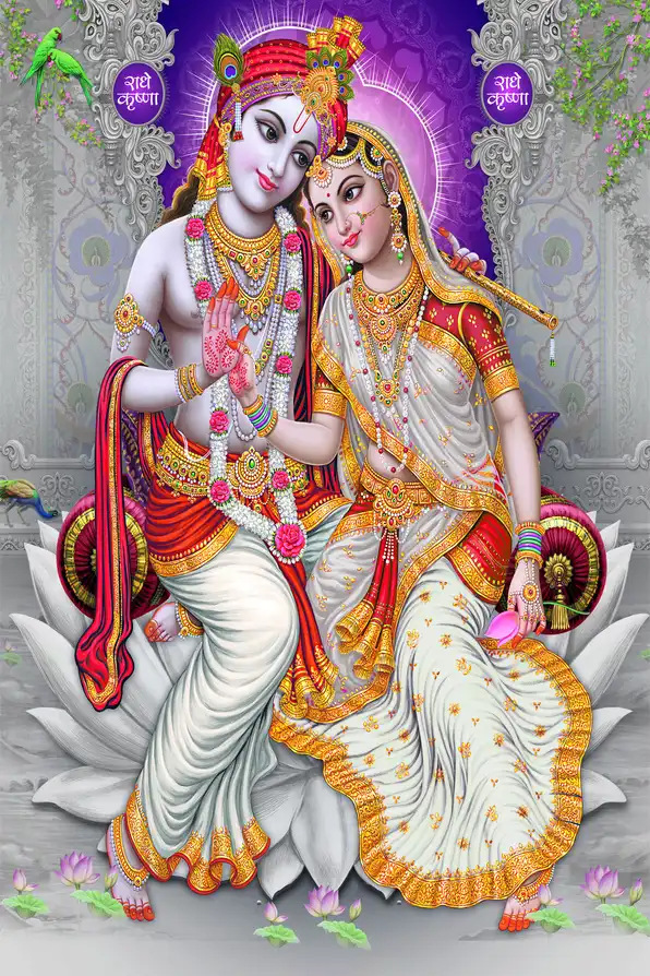 RK154 Radha Krishna Plain, Glitter, Stone, Crystal High Gloss Decorative Tile by Global Art