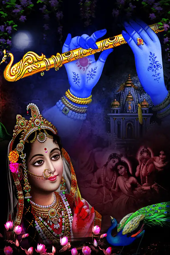 RK166 Radha Krishna Plain, Glitter, Stone, Crystal High Gloss Decorative Tile by Global Art