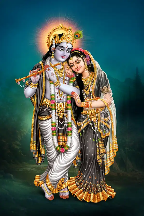 RK191 Radha Krishna Plain, Glitter, Stone, Crystal High Gloss Decorative Tile by Global Art