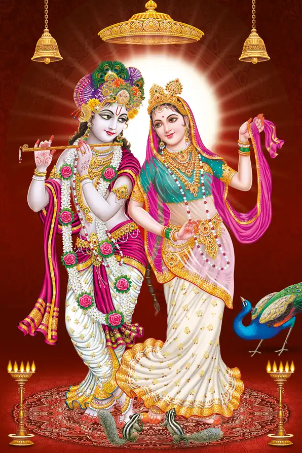 RK192 Radha Krishna Plain, Glitter, Stone, Crystal High Gloss Decorative Tile by Global Art