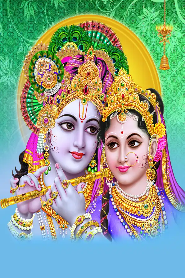 RK197 Radha Krishna Plain, Glitter, Stone, Crystal High Gloss Decorative Tile by Global Art
