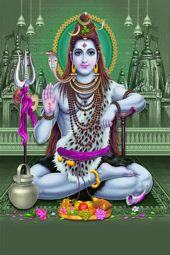 SN133 Lord Shiv Plain, Glitter, Stone, Crystal High Gloss Decorative Tile by Global Art