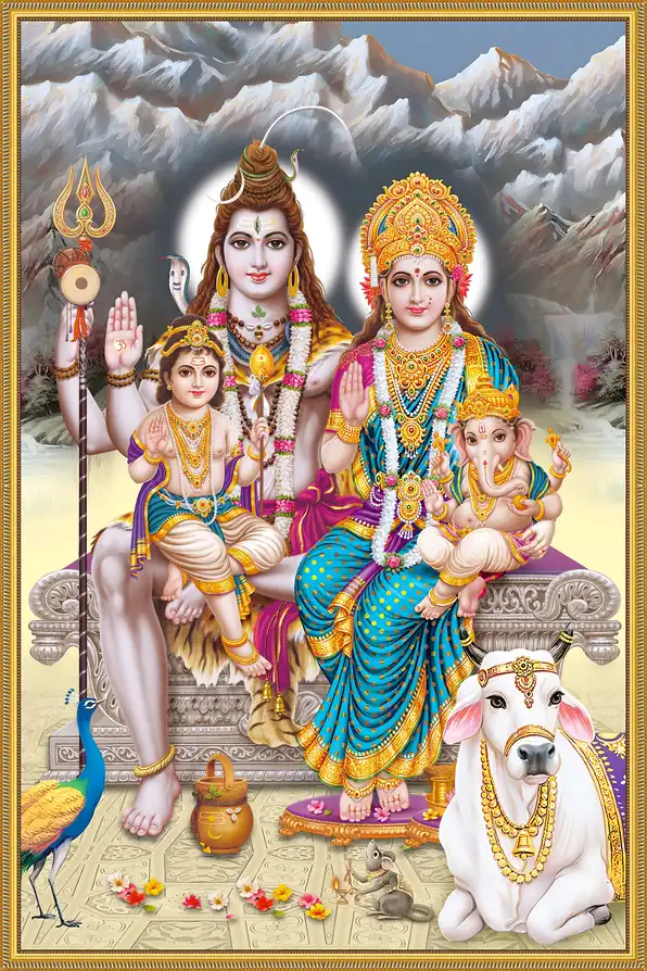 SN144 Lord Shiv Plain, Glitter, Stone, Crystal High Gloss Decorative Tile by Global Art