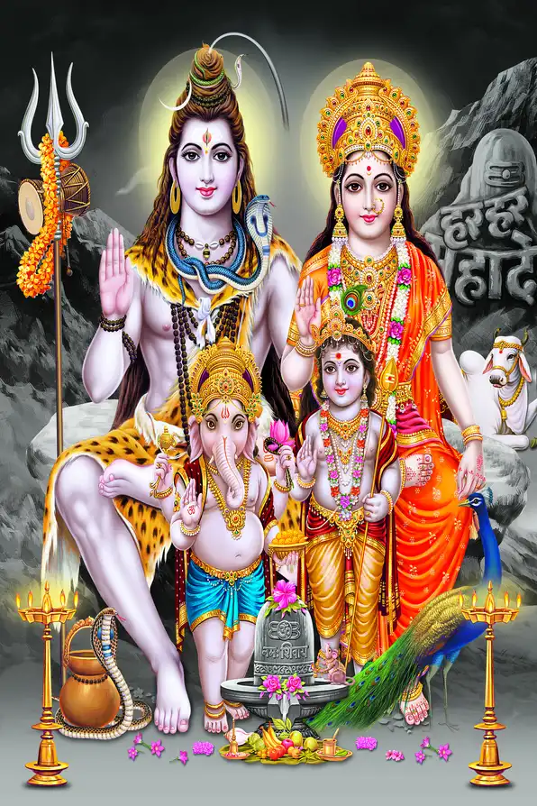 SN152 Lord Shiv Plain, Glitter, Stone, Crystal High Gloss Decorative Tile by Global Art