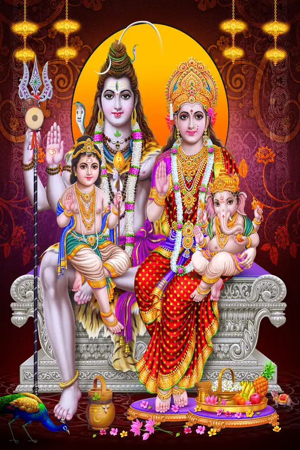 SN153 Lord Shiv Plain, Glitter, Stone, Crystal High Gloss Decorative Tile by Global Art