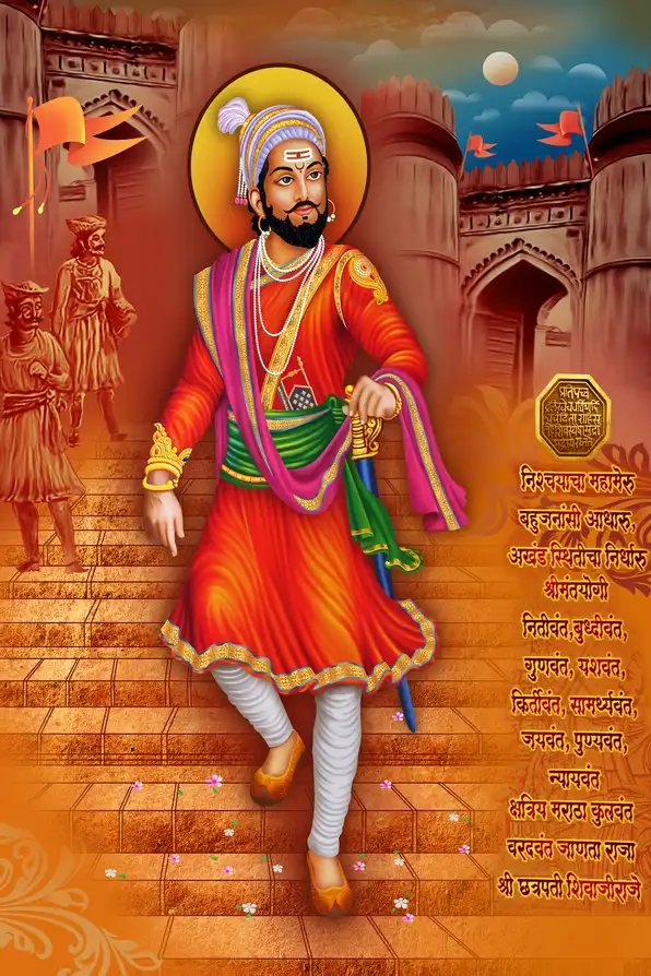 SV101 Chhatrapati Shivaji Maharaj Plain, Glitter, Stone, Crystal High Gloss Decorative Tile by Global Art