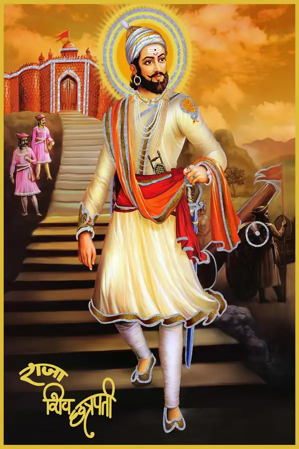 SV102 Chhatrapati Shivaji Maharaj Plain, Glitter, Stone, Crystal High Gloss Decorative Tile by Global Art