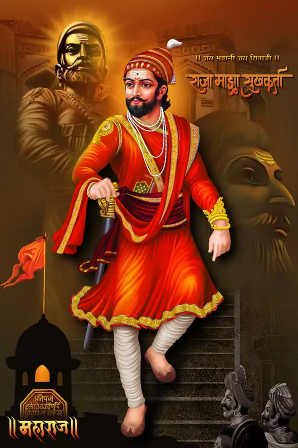 SV114 Chhatrapati Shivaji Maharaj Plain, Glitter, Stone, Crystal High Gloss Decorative Tile by Global Art