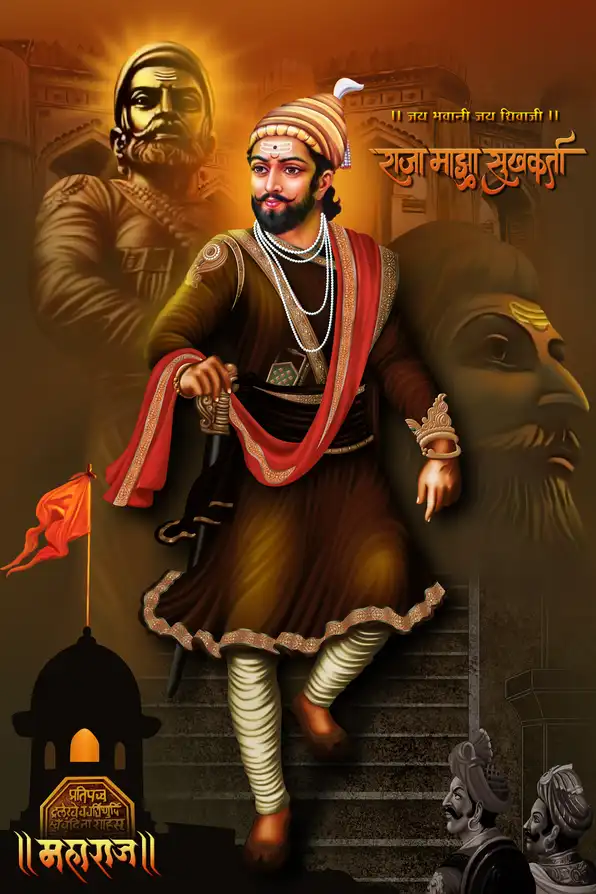SV115 Chhatrapati Shivaji Maharaj Plain, Glitter, Stone, Crystal High Gloss Decorative Tile by Global Art