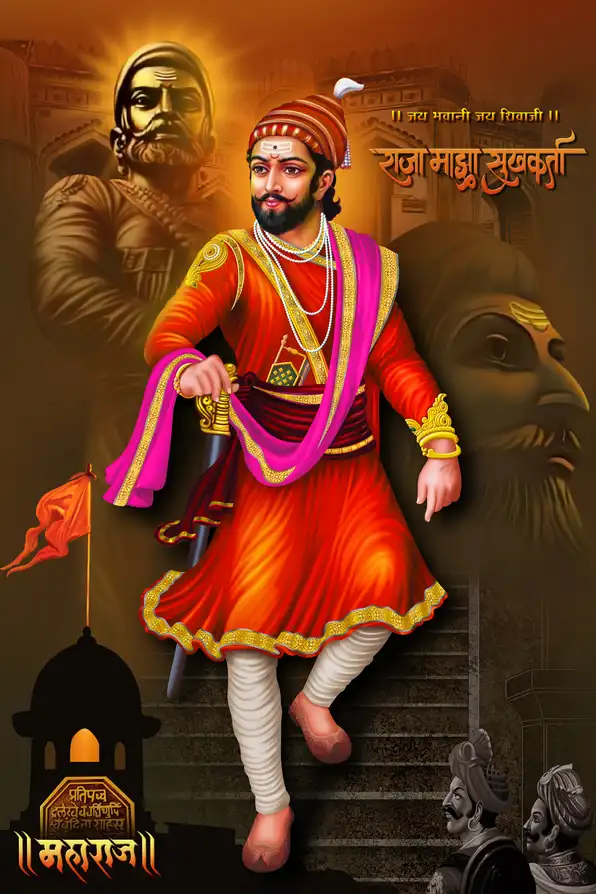 SV120 Chhatrapati Shivaji Maharaj Plain, Glitter, Stone, Crystal High Gloss Decorative Tile by Global Art