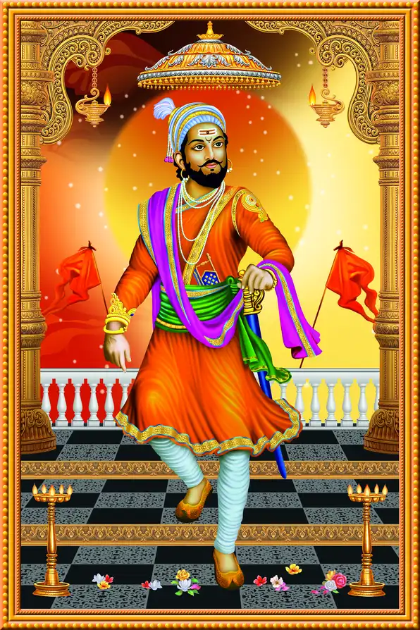 SV123 Chhatrapati Shivaji Maharaj Plain, Glitter, Stone, Crystal High Gloss Decorative Tile by Global Art