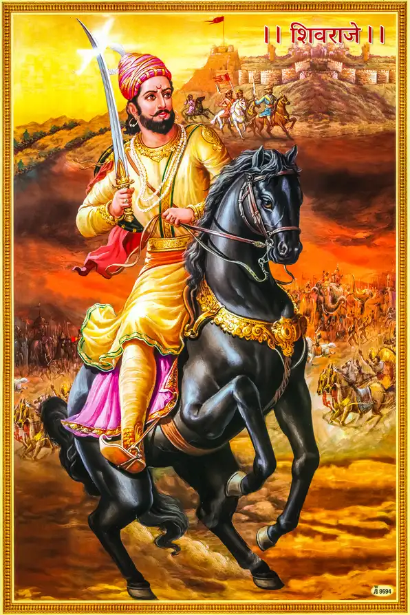 SV124 Chhatrapati Shivaji Maharaj Plain, Glitter, Stone, Crystal High Gloss Decorative Tile by Global Art