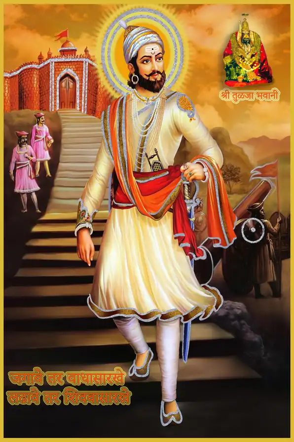SV127 Chhatrapati Shivaji Maharaj Plain, Glitter, Stone, Crystal High Gloss Decorative Tile by Global Art