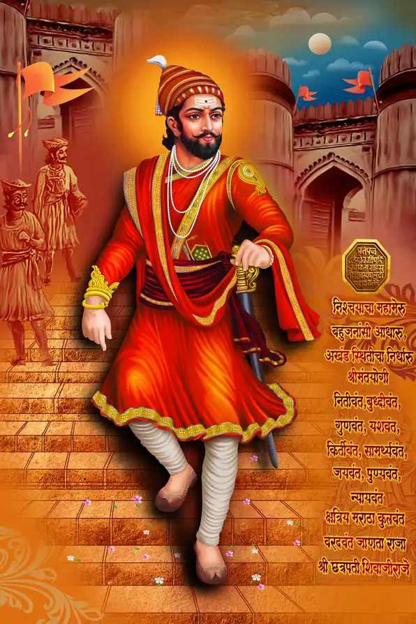 SV128 Chhatrapati Shivaji Maharaj Plain, Glitter, Stone, Crystal High Gloss Decorative Tile by Global Art