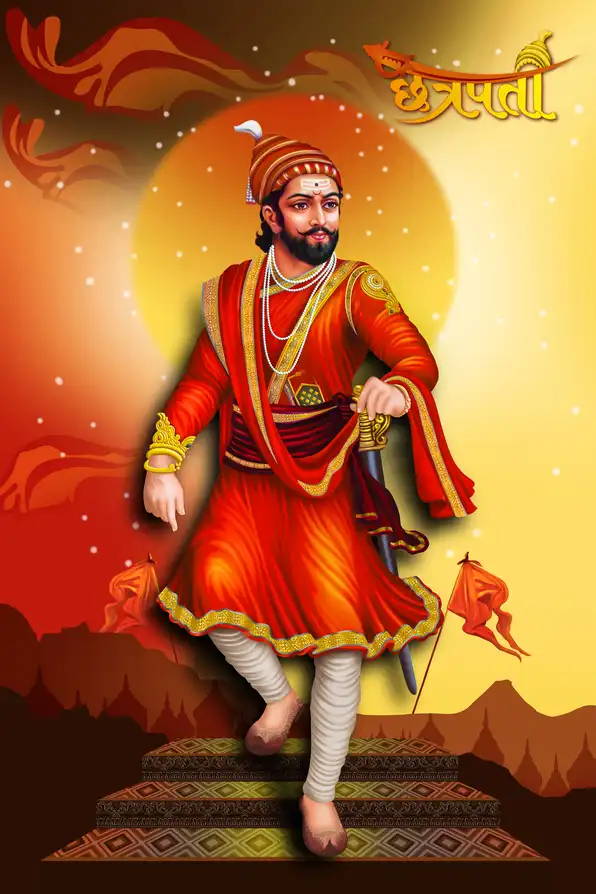 SV130 Chhatrapati Shivaji Maharaj Plain, Glitter, Stone, Crystal High Gloss Decorative Tile by Global Art