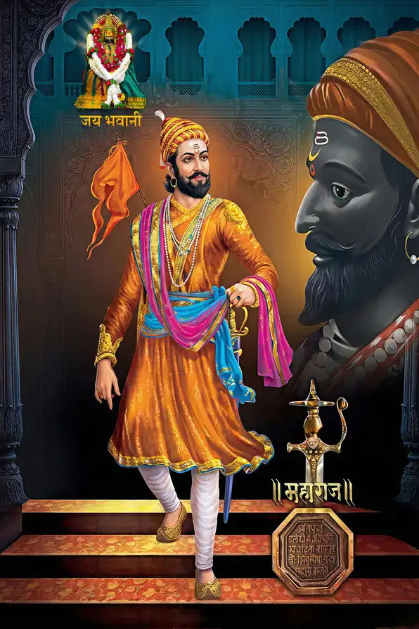 SV133 Chhatrapati Shivaji Maharaj Plain, Glitter, Stone, Crystal High Gloss Decorative Tile by Global Art